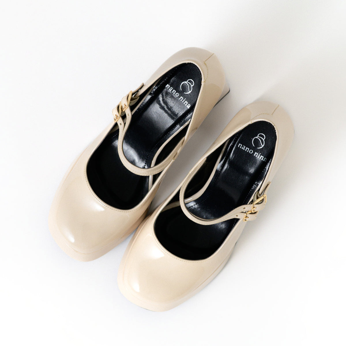 Cream Mary Jane Platform Heels with Block Heel