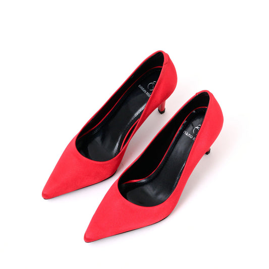 Scarlet Pointed-Toe Stiletto Pumps