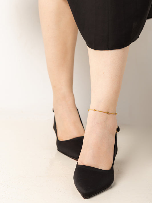 Black Classic Pointed-Toe Slingback Heels