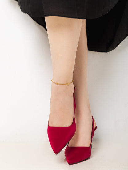 Burgundy Classic Pointed-Toe Slingback Heels