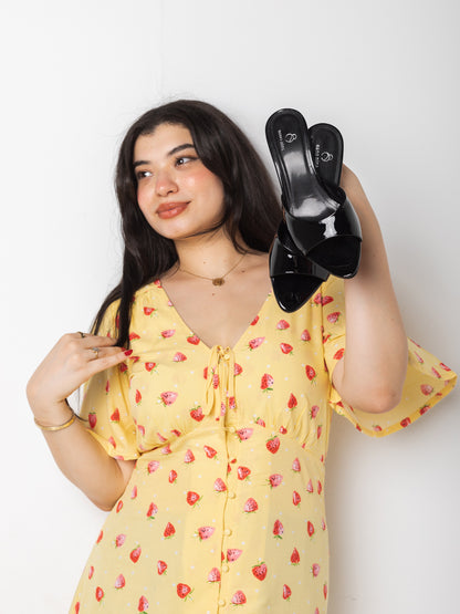 Black Classic Pointed-Toe Slingback Heels