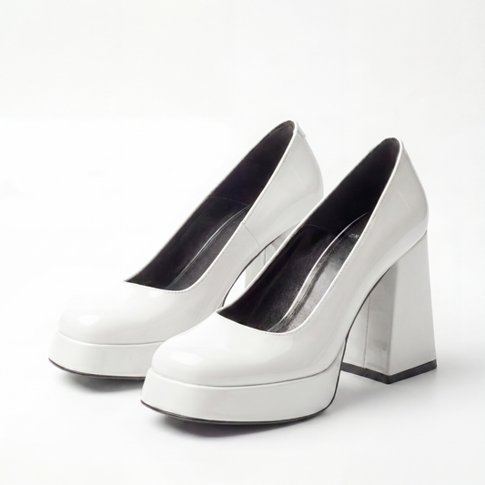 White Monroe Platform Pumps