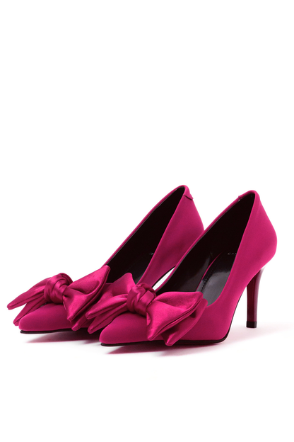 Crimson Rosette  Bow-Toe Stiletto Pumps