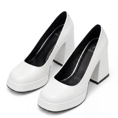 White Monroe Platform Pumps