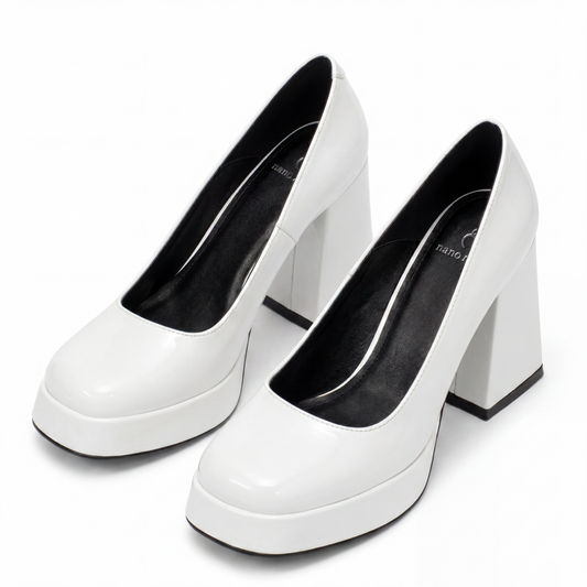White Monroe Platform Pumps