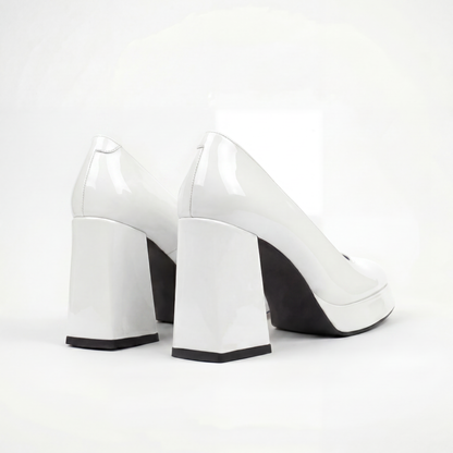White Monroe Platform Pumps