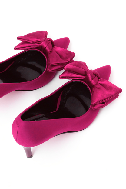 Crimson Rosette  Bow-Toe Stiletto Pumps