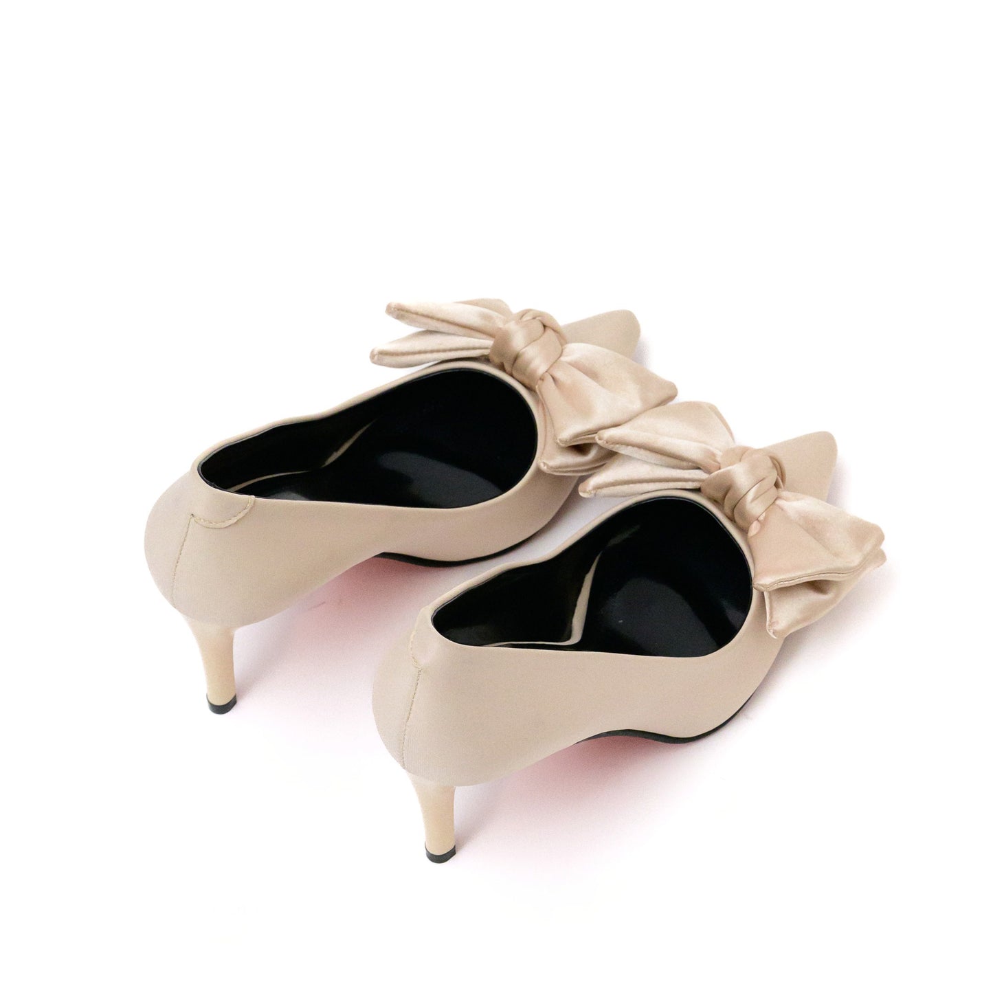 Ivory Rosette Bow-Toe Stiletto Pumps
