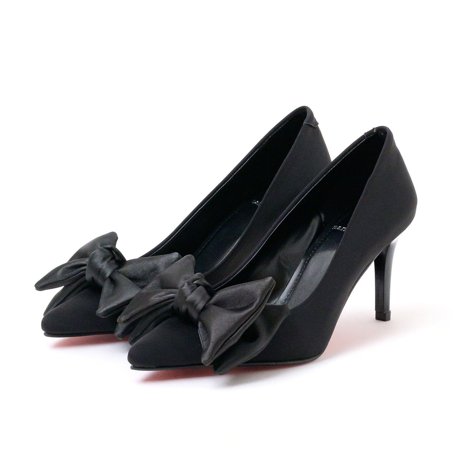 Black Bow-Detail Pointed-Toe Stiletto Pumps