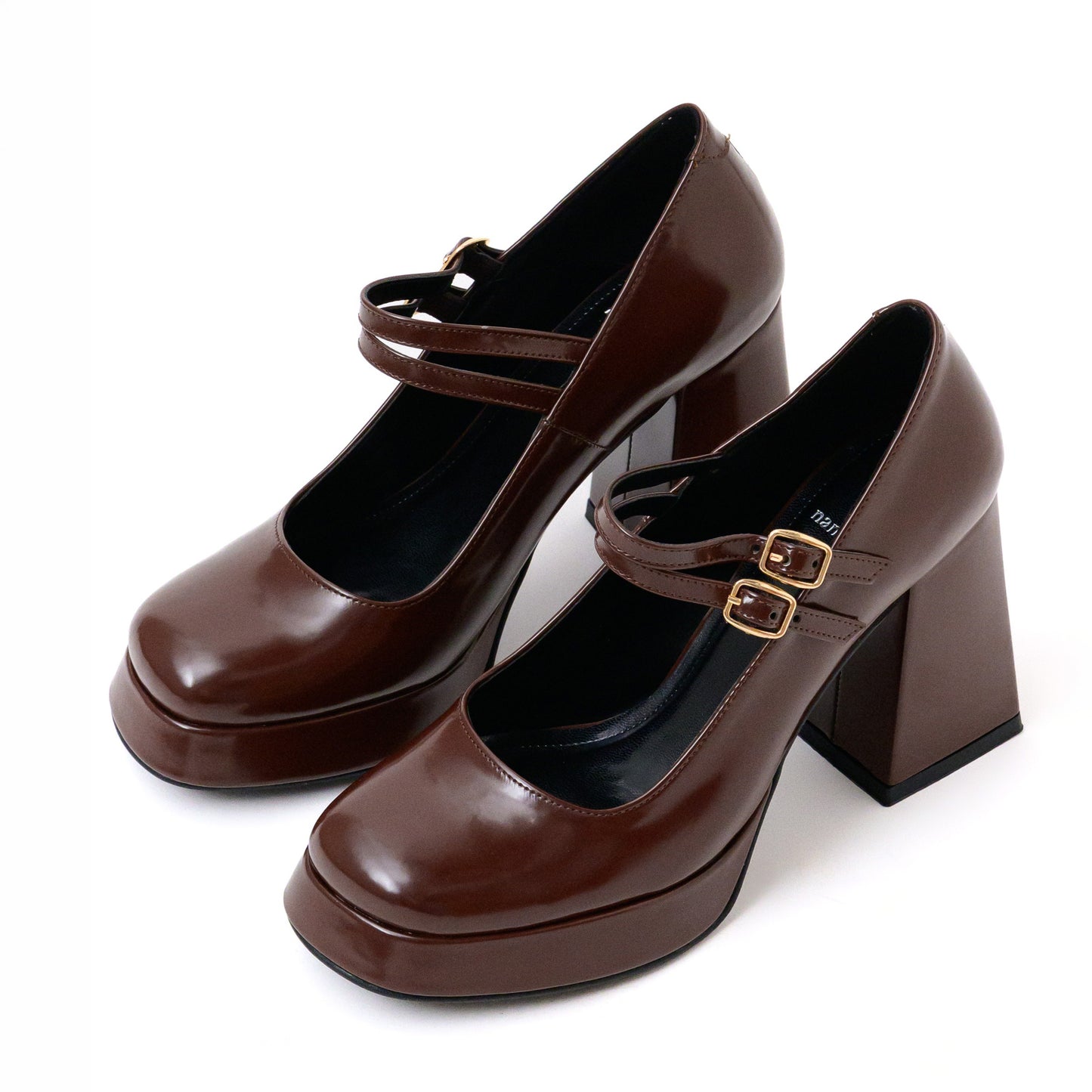 Chocolate Brown Mary Jane Platform Heels with Block Heel